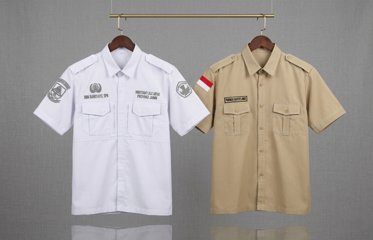 Kemeja PDH Organisasi & Kerja – Bahan Drill Berkualitas Karya SMK